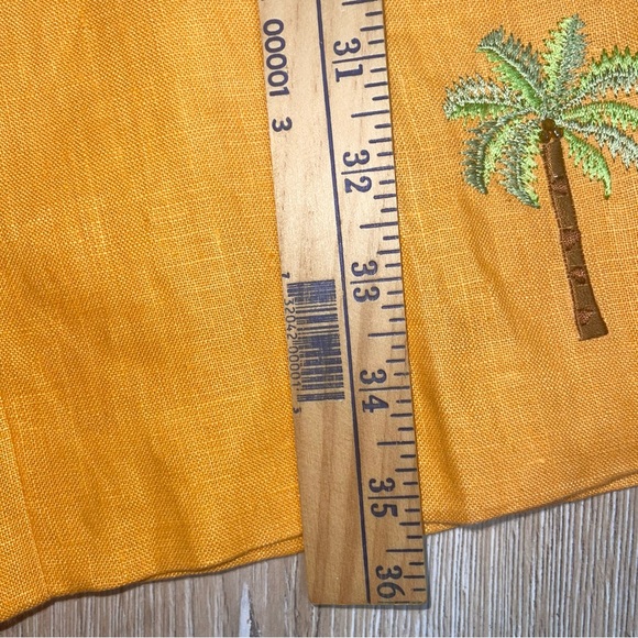 Vintage JADE Melody Tam Women’s Orange Linen Pants Embroidered Palm Tree Size 8 - Picture 8 of 13